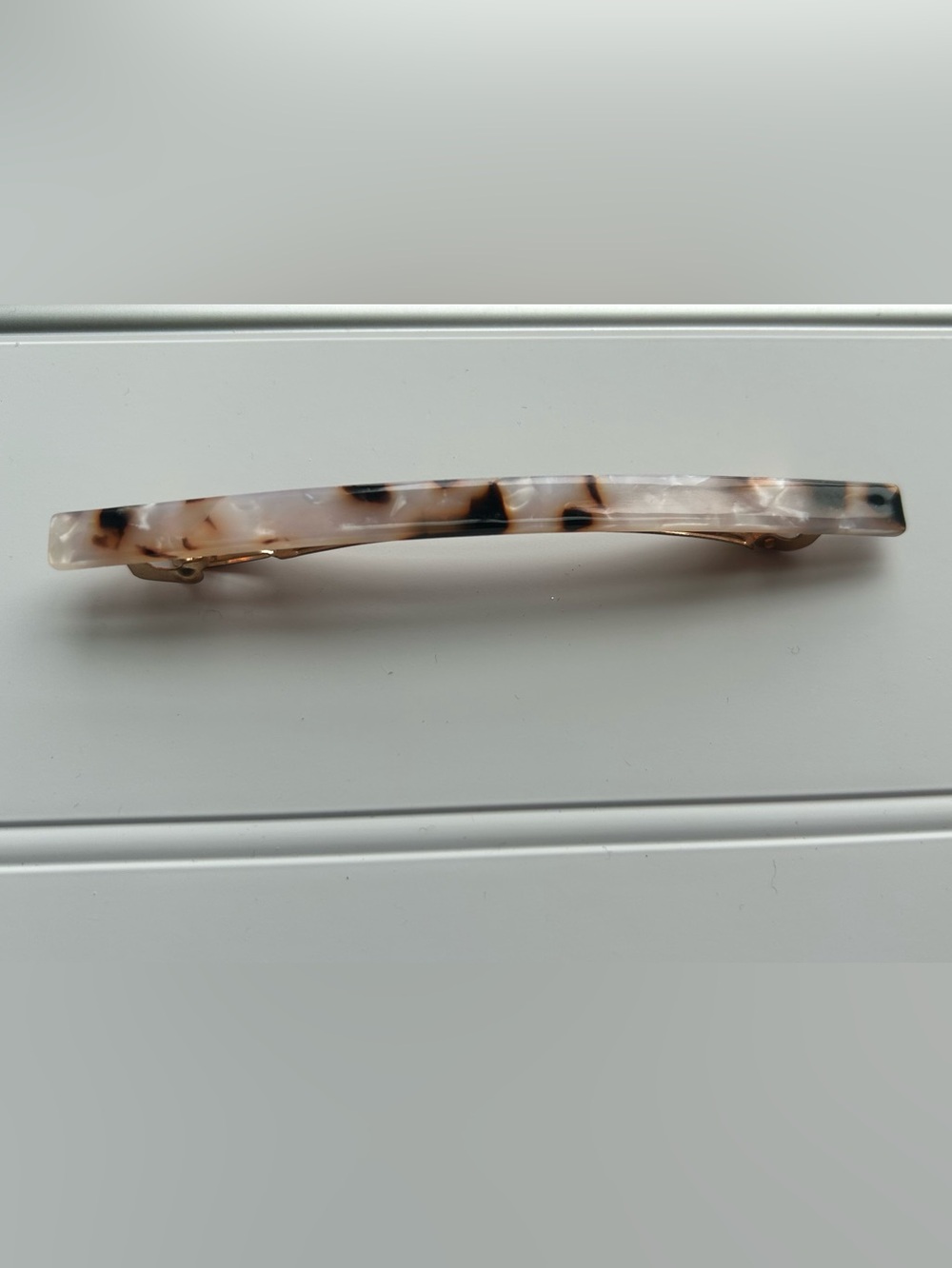 Tortoiseshell Resin Hair clip French Barrette - Neutral Brown & Cream - Picture 2 of 5